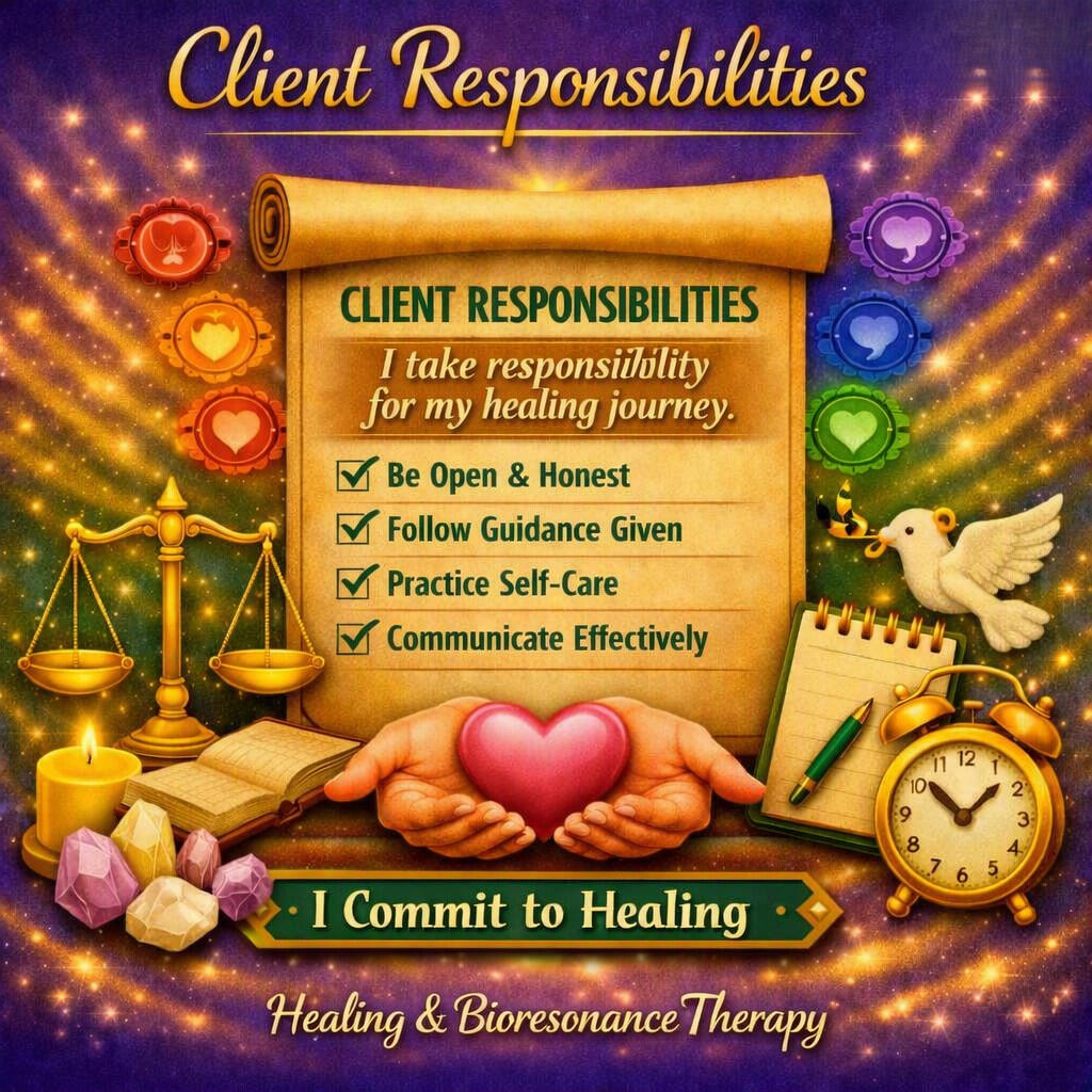 Holistic Services Disclaimer The services offered under Healing and Bioresonance Therapy are complementary and holistic in nature. They do not substitute for professional medical advice, diagnosis, or treatment from a general practition