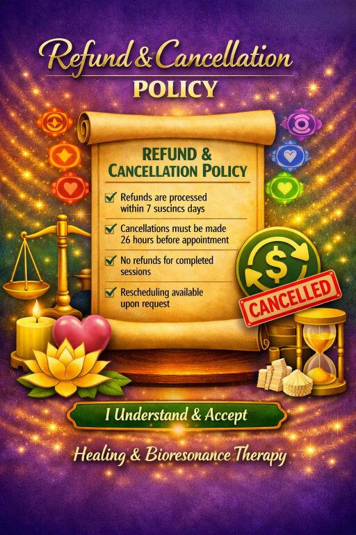 Holistic Services Disclaimer The services offered under Healing and Bioresonance Therapy are complementary and holistic in nature. They do not substitute for professional medical advice, diagnosis, or treatment from a general practition